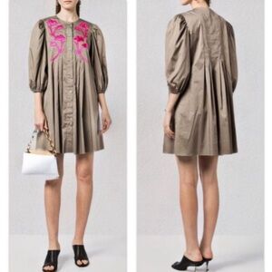 Cynthia Rowley Appliqué Pintuck Mini Dress NWT